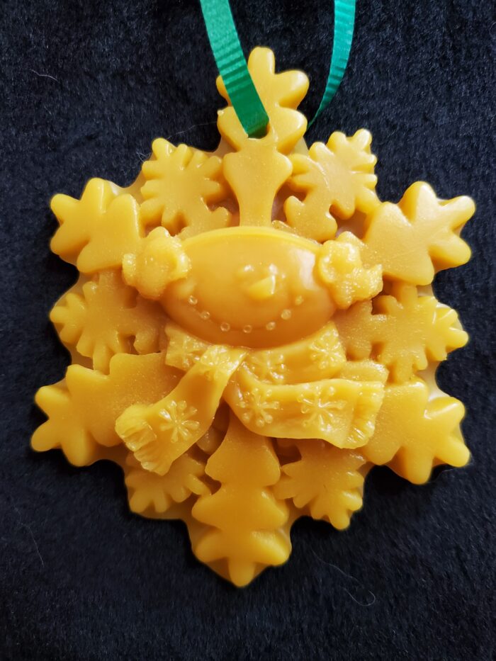 Snowman/snowflake beeswax ornament